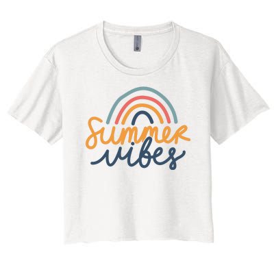 Summer Vibes Rainbow Cute Women's Crop Top Tee