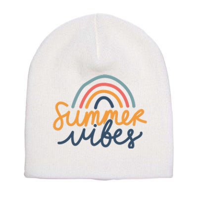 Summer Vibes Rainbow Cute Short Acrylic Beanie