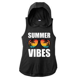 Summer Vibes Sunset Beach Tropical Ladies PosiCharge Tri-Blend Wicking Draft Hoodie Tank