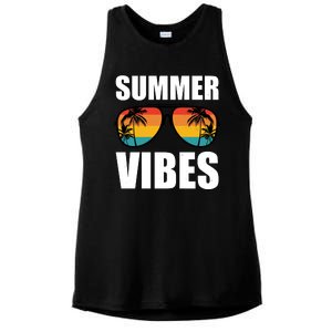 Summer Vibes Sunset Beach Tropical Ladies PosiCharge Tri-Blend Wicking Tank