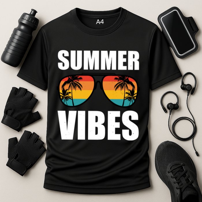 Summer Vibes Sunset Beach Tropical Cooling Performance Crew T-Shirt