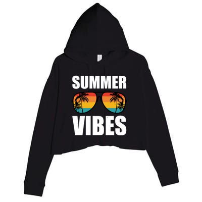 Summer Vibes Sunset Beach Tropical Crop Fleece Hoodie