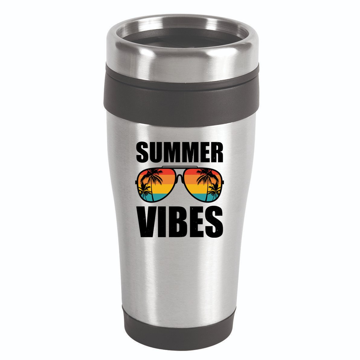 Summer Vibes Sunset Beach Tropical 16oz Travel Tumbler