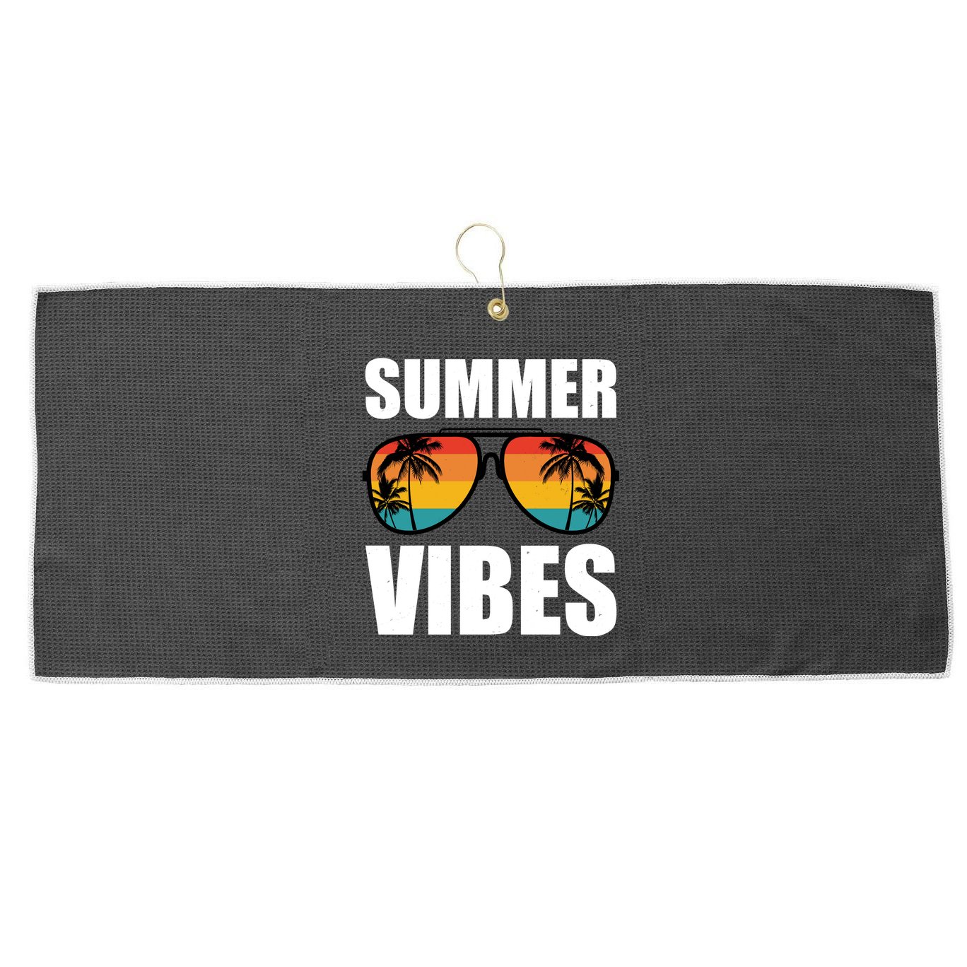 Summer Vibes Sunset Beach Tropical Large Microfiber Waffle Golf Towel