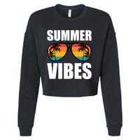 Summer Vibes Sunset Beach Tropical Cropped Pullover Crew