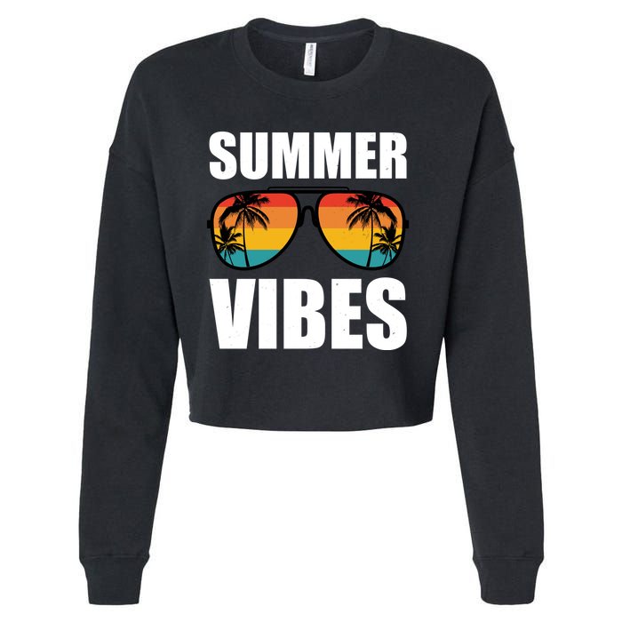 Summer Vibes Sunset Beach Tropical Cropped Pullover Crew