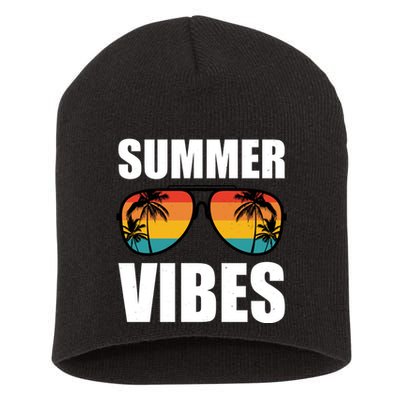 Summer Vibes Sunset Beach Tropical Short Acrylic Beanie