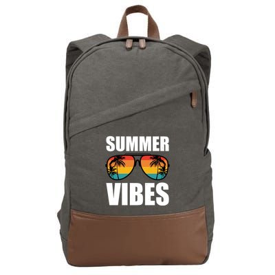 Summer Vibes Sunset Beach Tropical Cotton Canvas Backpack