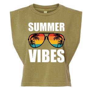 Summer Vibes Sunset Beach Tropical Garment-Dyed Women's Muscle Tee