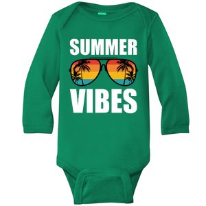 Summer Vibes Sunset Beach Tropical Baby Long Sleeve Bodysuit