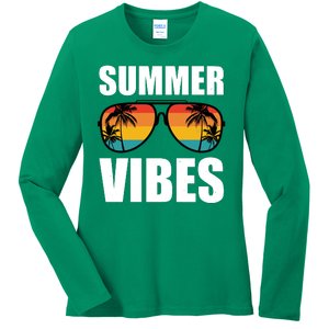 Summer Vibes Sunset Beach Tropical Ladies Long Sleeve Shirt