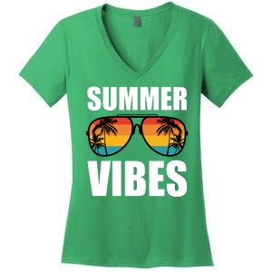 Summer Vibes Sunset Beach Tropical Women's V-Neck T-Shirt