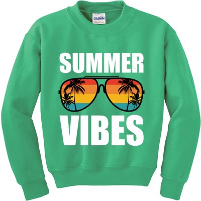 Summer Vibes Sunset Beach Tropical Kids Sweatshirt