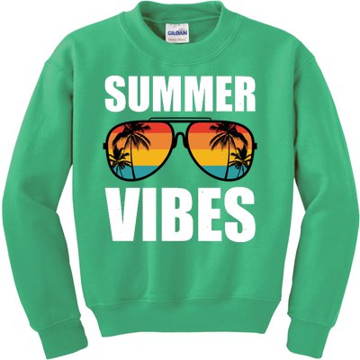 Summer Vibes Sunset Beach Tropical Kids Sweatshirt