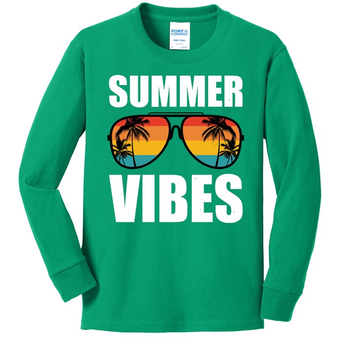 Summer Vibes Sunset Beach Tropical Kids Long Sleeve Shirt