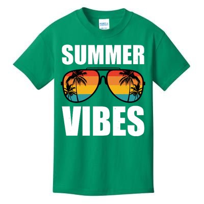 Summer Vibes Sunset Beach Tropical Kids T-Shirt