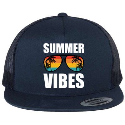 Summer Vibes Sunset Beach Tropical Flat Bill Trucker Hat