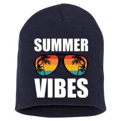 Summer Vibes Sunset Beach Tropical Short Acrylic Beanie