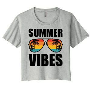 Summer Vibes Sunset Beach Tropical Women's Crop Top Tee