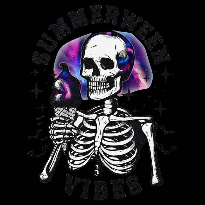Summerween Vibes Skeleton Ice Cream Summer Halloween Party Drawstring Bag