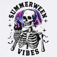 Summerween Vibes Skeleton Ice Cream Summer Halloween Party Full-Length Apron With Pockets