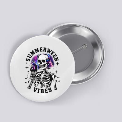 Summerween Vibes Skeleton Ice Cream Summer Halloween Party Button