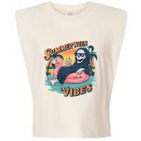 Summerween Vibes Skeleton Flamingo Float Summer Halloween Garment-Dyed Women's Muscle Tee