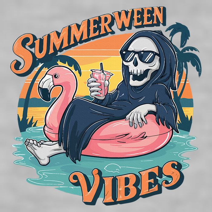 Summerween Vibes Skeleton Flamingo Float Summer Halloween Ladies PosiCharge Tri-Blend Wicking Tank