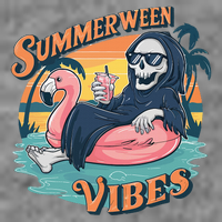 Summerween Vibes Skeleton Flamingo Float Summer Halloween Toddler Sweatshirt
