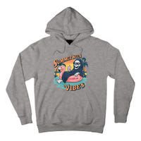Summerween Vibes Skeleton Flamingo Float Summer Halloween Tall Hoodie