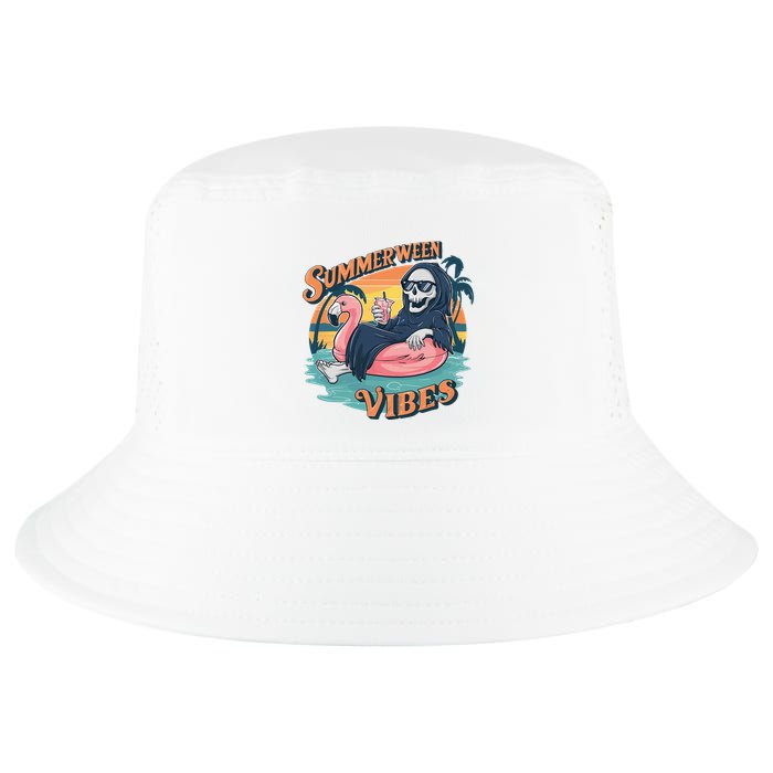 Summerween Vibes Skeleton Flamingo Float Summer Halloween Cool Comfort Performance Bucket Hat