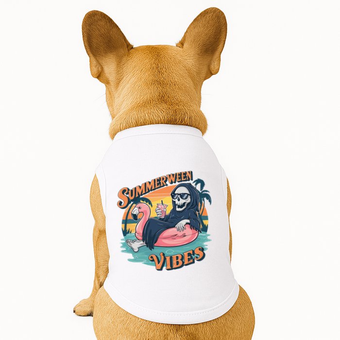 Summerween Vibes Skeleton Flamingo Float Summer Halloween Doggie Tank