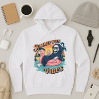 Summerween Vibes Skeleton Flamingo Float Summer Halloween Hoodie