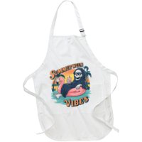 Summerween Vibes Skeleton Flamingo Float Summer Halloween Apron