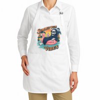 Summerween Vibes Skeleton Flamingo Float Summer Halloween Apron