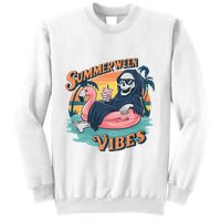 Summerween Vibes Skeleton Flamingo Float Summer Halloween Sweatshirt
