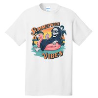 Summerween Vibes Skeleton Flamingo Float Summer Halloween Tall T-Shirt