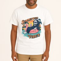 Summerween Vibes Skeleton Flamingo Float Summer Halloween Tall T-Shirt