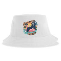 Summerween Vibes Skeleton Flamingo Float Summer Halloween Sustainable Bucket Hat