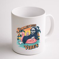 Summerween Vibes Skeleton Flamingo Float Summer Halloween Mug