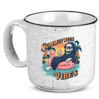 Summerween Vibes Skeleton Flamingo Float Summer Halloween 15oz Campfire Ceramic Mug