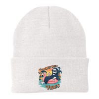 Summerween Vibes Skeleton Flamingo Float Summer Halloween Beanie