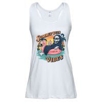 Summerween Vibes Skeleton Flamingo Float Summer Halloween Ladies Essential Flowy Tank