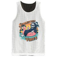 Summerween Vibes Skeleton Flamingo Float Summer Halloween Mesh Reversible Basketball Jersey Tank
