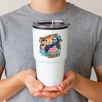 Summerween Vibes Skeleton Flamingo Float Summer Halloween Tumbler
