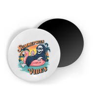 Summerween Vibes Skeleton Flamingo Float Summer Halloween Magnet
