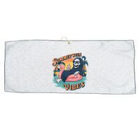 Summerween Vibes Skeleton Flamingo Float Summer Halloween Large Microfiber Waffle Golf Towel