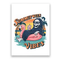 Summerween Vibes Skeleton Flamingo Float Summer Halloween Poster