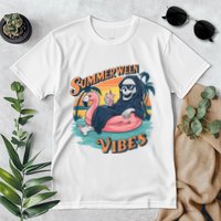 Summerween Vibes Skeleton Flamingo Float Summer Halloween Premium T-Shirt