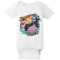 Summerween Vibes Skeleton Flamingo Float Summer Halloween Baby Bodysuit
